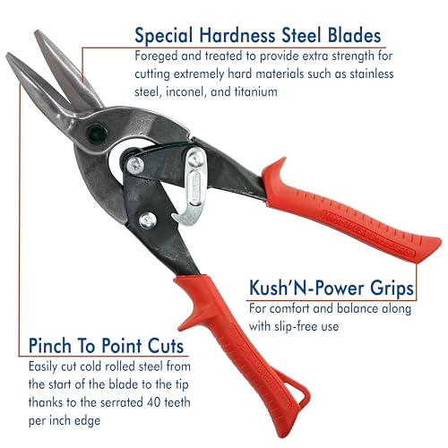 MIDWEST Special Hardness Aviation Snips, Left Cut Regular