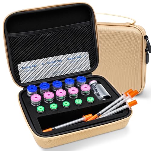 Peptide Case for Fridge Bac Water for Peptides for 3ml 5ml 10ml 30ml Vials - color: Gold-15×(1-10ml)+1*30ml