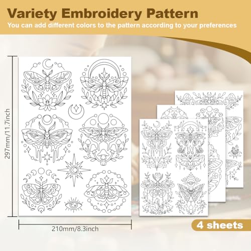 15Pcs Moon Star Moth Water Soluble Hand Sewing Stabilizers - style: Moth