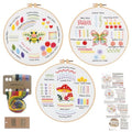Louise Maelys 3 Pack Embroidery Kit for Beginners Learn Basic Stitches DIY - color: 3 embroidery