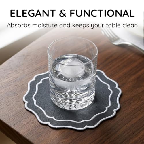 Linen Coasters for Drinks, Set of 6, 6 inch, Pewter - color: 1263 - Pewter, size: 6 inches
