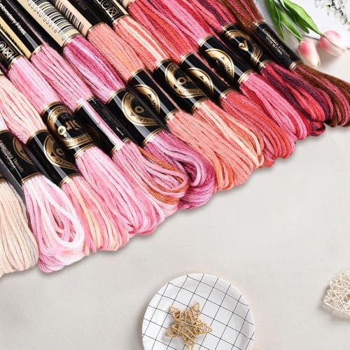 12 Skeins 105 Yards Variegated Cross Stitch Floss Friendship Bracelet String 6 Ply Polyester Colorful Gradient Red Embroidery Thread for Sewing Making Needlecraft Knitting Clothes Stitching - color: Gradient Red