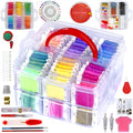 188 Embroidery Floss Set Including Cross Stitch Threads Friendship Bracelet String with 2-Tier Transparent Box, Floss Bobbins and Cross Stitch Kits - size: 2-Tier box