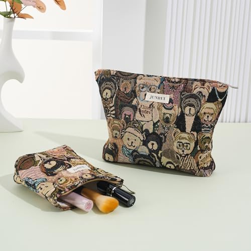 Bear Makeup Bag Small Cute Cosmetic Bags for Women Travel Toiletry Bag - color: Bear Brown