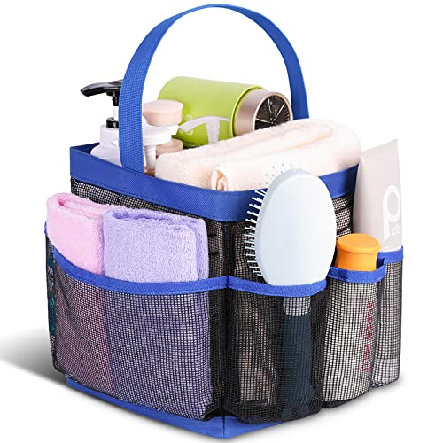 EUDELE Mesh Shower Caddy Portable for College Dorm Room Essentials,Shower Caddy Dorm with 9-Pocket Large Capacity for Beach,Swimming,Gym,Travel essentials, Blue - color: Black-Dark Blue