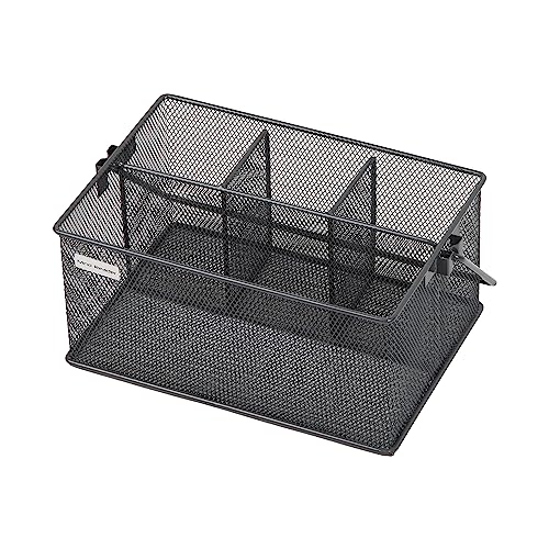 Mind Reader Multi-purpose Storage Caddy with Handle, Desktop Organizer, Cutlery Holder, 4 Compartments, Metal Mesh, Gray - color: Gray, size: Single