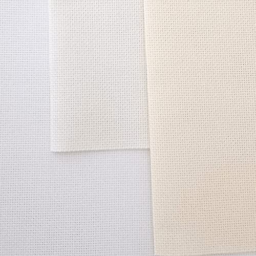 KCS 3 pc of 12" x 18" 18CT Counted Cotton Aida Cloth Cross Stitch Fabric (White+Antique White+Cream) - color: White+antique White+cream