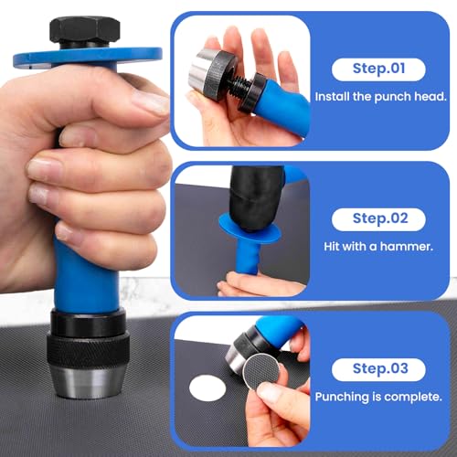 Hollow Punch Set with Pin Point Punch Shaft, 3/16 to 1-3/8in