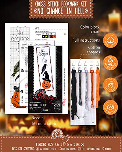 Povitrulya Embroidery Kit 'No Chance in Hell' - Halloween Counted Cross Stitch Bookmark - color: No Chance in Hell