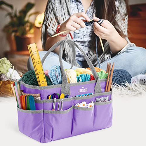 JJRING 600D Nylon Craft & Art Organizer Tote Bag With Pockets, Purple - color: Purple, size: Small