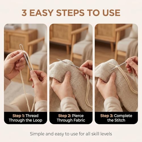 Eperlorit 12 Pcs Large Eye Yarn Needle 3 Sizes