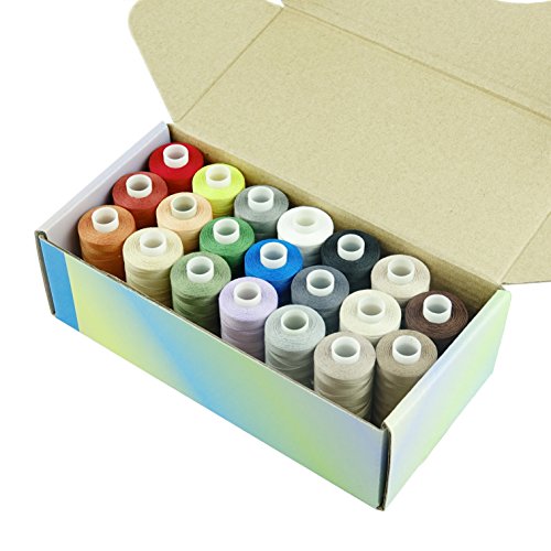 Simthread 20 Colors All Purposes Mercerized Cotton Quilting Thread 50wt 3 Plies for Piecing Sewing Embroidery etc - 550 Yards Each - color: 20 Colors