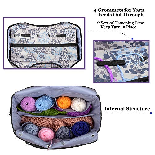YARWO Crochet & Knitting Tote Bag, Yarn Storage Holder for Hooks & Needles