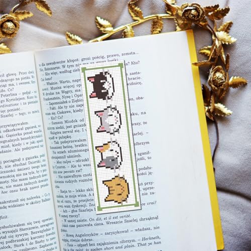 FREEBLOSS 6 Set Cross Stitch Bookmark Kit 8"x2.4" 11CT Cartoon Cat - style: Cats Life