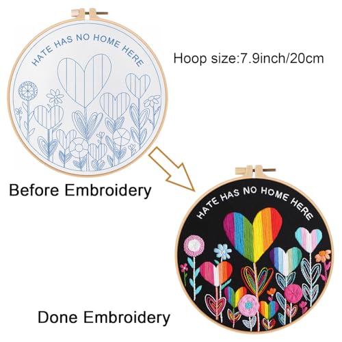 Louise Maelys LGBT Love Embroidery Kit for Beginners, Flower Pattern - color: kit-25