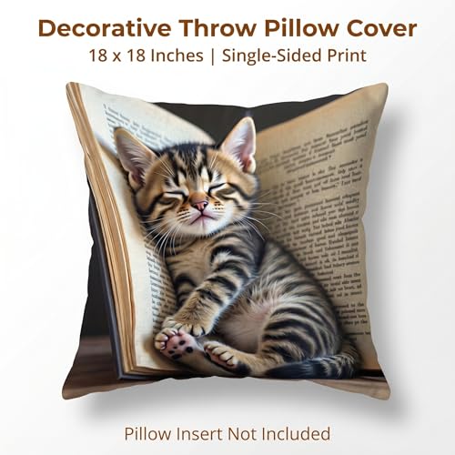 18x18 Cute Cat Linen Square Couch Living Room Animal Pillow Cover - color: Pa10007, size: 18" x 18" (Pack of 1)