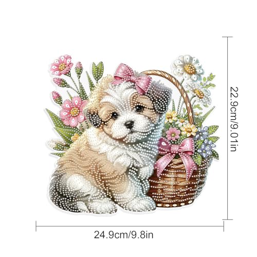 JISHSHAY Diamond Painting Hanging Pendant Dog Diamond Art Hanging Ornament Animal Gem Art Pendant Gem Painting Wind Chimes Mosaic Kits for Adults Windchimes Embroidery Suncatchers Sun Catchers - color: Dog