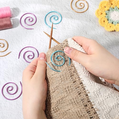 9PCS Spiral Cable Knitting Needle, Metal Cable Knit Needle Stoppers for Yarn Sewing Knitting Beginners Circular Needles Knit Tool Cable Needles Shawl Pin