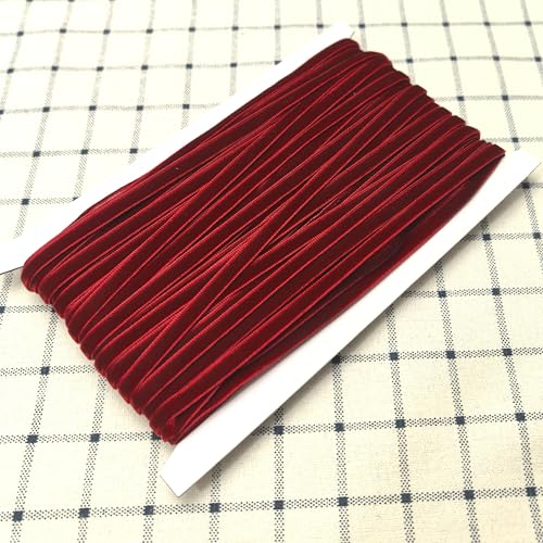 Chenkou Craft Velvet Ribbon, Dark Red, 1/4" (6mm) - color: Dark red, size: 1/4"(6mm)