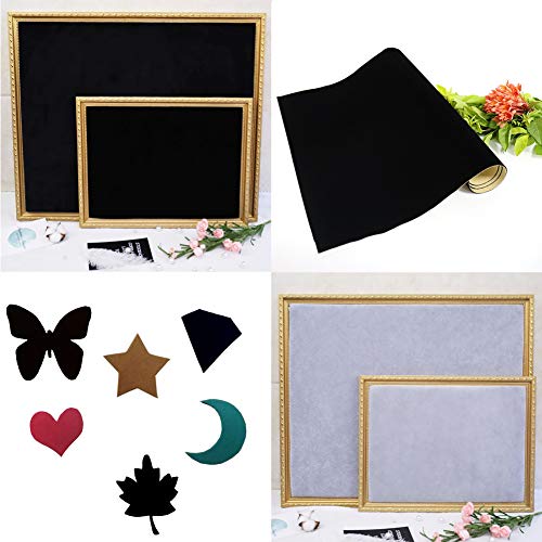 Mesheshe Self Adhesive Sheets, Adhesive DIY Felt Sheets for Art & Crafts, Peel & Stick Drawer/Jewelry Box Liner, Solid Color Felt Wallpaper (14.6" x 39.4", Black) - 2pcs - color: Black