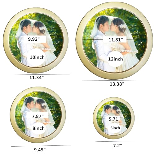 Round Photo Frame Wooden Wall Hanging Picture Frames for Home Office Wall Decor (Gold, 12 inch) - color: Gold, size: 12 inch