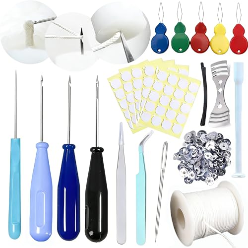 22 PCS Candle Wick Punching Tool Large-Eye Candle Needle Wick Sitting Tool with Hook & Eye Candle Making Kits to Insert Wick in Candle Mold Colored Threader for Candle Wick - color: 22PCS