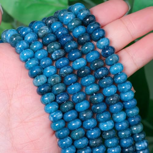 5x8mm 100Pcs Natural Apatite Rondelle Beads for Jewelry Making Loose Spacer Abacus Disk Beads Gemstone for Bracelets Necklace DIY Crafts - color: Apatite