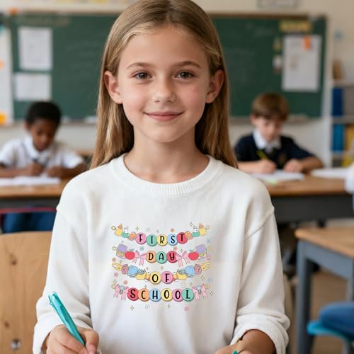 Rngmsi Dtf Transfers Ready to Press - 24 Pcs First Day of School Iron on Patches for T-Shirts, Pencil Iron on Stickers Back to Schoo; Heat Transfer Vinyl Decals for DIY Fabric Clothes Decor - style: Back to School