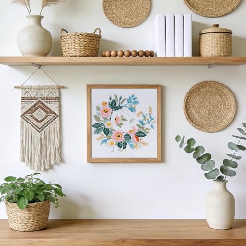 Zerzsy 7.87 '' Embroidery Kits Plant Flower Leaf English Letter Patterns for Beginners Adults, Easy to Learn Cross Stitch Kit for Home Office Decor - color: Letter C