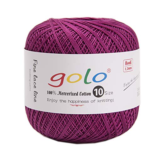 golo Crochet Yarn Cotton Size 10 Cotton Knitting Thread Yarn for Crochet Bright Cherry red 191 - color: 191 Clove Red