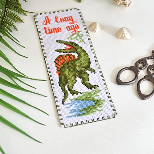 Povitrulya Dinosaur Counted Cross Stitch Kit Spinosaurus - DIY Bookmark Set for Hand Embroidery - color: Spinosaurus