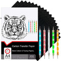 200 Sheets Black Carbon Paper for Tracing | Graphite Transfer Paper for Wood, Canvas & Fabric, Carbon Tracing Paper for Drawing & Sewing Patterns, Includes 5 Styluses, A4 Size