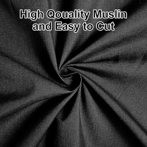5 Yard 100% Cotton Muslin Fabric, 48" Wide, Medium Weight - Black - color: Black, size: 5 Yard