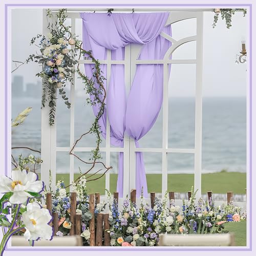 Horbaunal Lavender Chiffon Fabric by The Yard, 5 Yard Precut Sheer Fabric - color: Lavender, size: 5 Yards