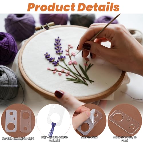 50 PCS Acrylic Embroidery Floss Drop, Clear Embroidery Thread Organizer Sewing Threads Winding Thread Bobbins Rectangle Cross Stitch Threads Bobbin Slim Floss Bobbin for Sewing Storage DIY Crafts
