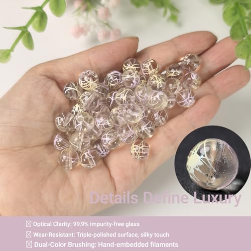 10mm Hand-Drawn Glass Beads Bulk 160pcs Yellow Purple Round - color: Yellow&Purple 10mm