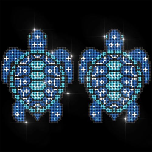 ANATTASOUL Blue Turtle 11.6"x8.2" Summer Rhinestone Iron on Patches - style: Blue Turtle