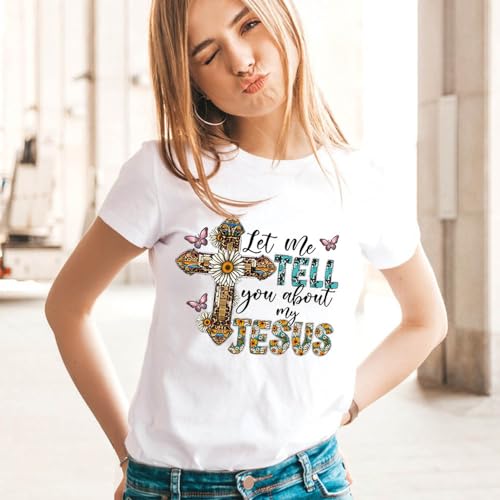 4 Packs Jesus Iron on Transfer Patches Cross God Iron on Vinyl Decals for Jeans Christ Jesus Butterfly Sunflower DTF Heat Transfer Vinyl Stickers DIY Iron on Appliques for Clothing T-Shirt Craft - color: Jesus A