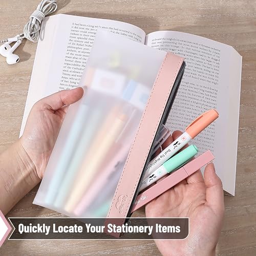 Mr. Pen- 3 Pack Pencil Bags, Kids Pencil Pouch, Clear Makeup Bag - color: Soft Pastel, size: 3 Pack, Medium