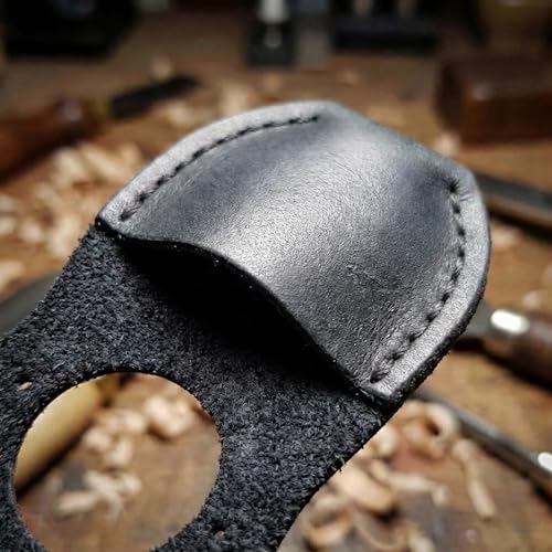 Toprank Leather Thumb Guard for Wood Carving & Whittling (Black) - color: Black