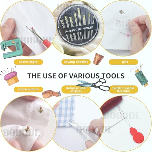 Daisy Sewing Kit Printing Sewing Kit,Professional Sewing Supplies for Adults, Zipper Sewing Needles Set, 87 PCS Travel Sewing Accessory for Emergency, Home - color: 87PCS-Daisy