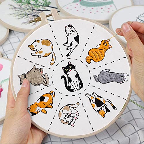 Louise Maelys Cat Embroidery Kit for Beginners Animal Pattern DIY Craft - color: kit-9