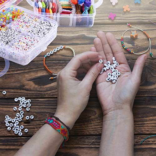 Peirich Jewelry Making Bead Kits, Includes 44 Embroidery Floss with 3-Tier Organizer Storage Box with Threads, Over 4900 Beads for Friendship Bracelets, Jewelry Making Christmas Birthday Gift - color: White