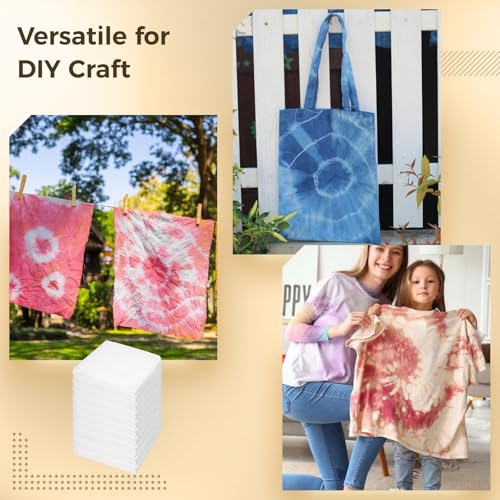 148 PCS 10x10 Inch Cotton Craft Squares - Pre-Cut White Quilting Material for Tie-Dye, Printing & Embroidery Projects, Breathable DIY Handicraft Supplies Set