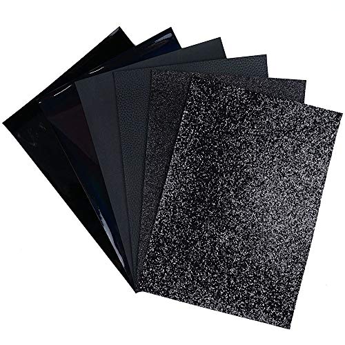 Litchi 6 Pack 8x12 Inch Faux Leather Sheets for Bow Earring, Easy to Cut Vinyl Fabric for Cricut, Durable Fade Resistant Leatherette Without Smell, Black - color: Black6pcs