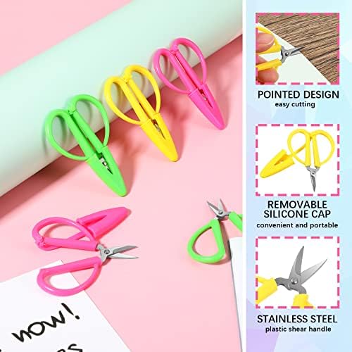Mixweer 9 Pcs Mini Scissors for Travel Sewing Embroidery, 3 Colors - color: Pink, Green, Yellow