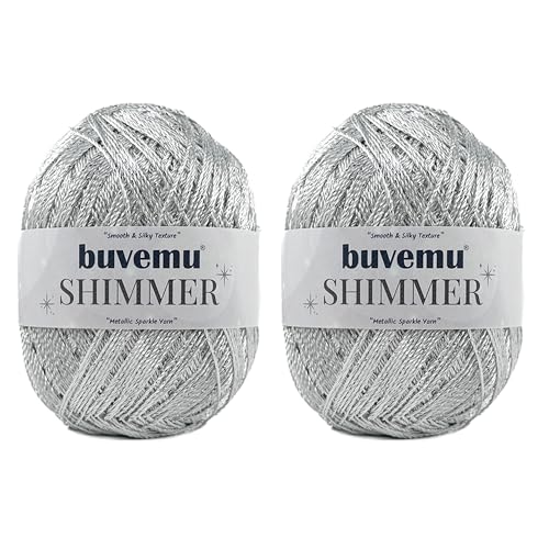 Shimmer Metallic Thread for Crochet, Lace, Silver, Silver Glitter, 2-Pack - color: Silver, Silver Glitter, size: 2 Pack