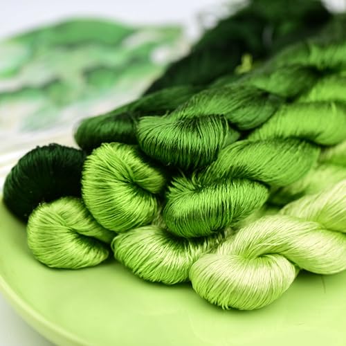 Natural Silk Thread – 7 Colors, 110m Each, Handmade Silk Embroidery Floss for Hand Embroidery, Cross-Stitch, Needlework Projects(04) - color: 04