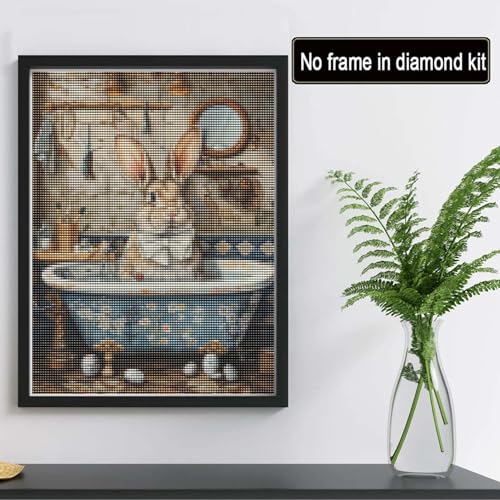 Reofrey DIY Diamond Art Kits for Adults Rabbit, Animal Full Drill Round Rhinestone Diamond Painting Kits, Cross Stitch Embroidery Canvas for Crafts Home Wall Decor 30x40cm