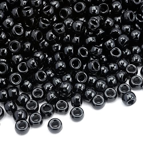 1100 Pcs Black Pony Beads for Jewelry Making,Bulk Plastic Beads for Craft - color: 1100 PCS Black